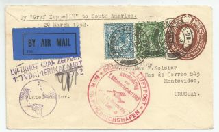 1932 Uprated Gv Stationery Graf Zeppelin Cover To South America