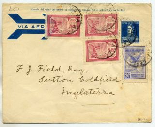 Argentina 1931 Uprated 12c Airmail Envelope From Buenos Aires To England