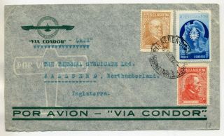 Argentina 1940 Condor Lati Airmail Cover From Buenos Aires To Wallsend England