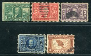 1904 U.  S.  Scott 323 - 27 Louisiana Purchase Expo Set Of Stamps
