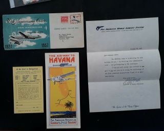 Scarce 1957 Havana 30th Anniversary Of Pan Pacific Airways Cover Ties 2 Stamps