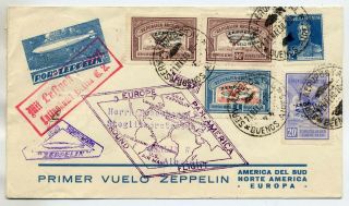 Argentina 1930 Fine Zeppelin Cover To Germany Carried Europe - Pan America Flight