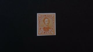 Canada Stamp Cat.  No.  17 Imperf Plate Proof In Orange Yellow On India Vf