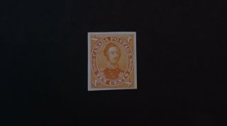 Canada Stamp Cat.  No.  17 Imperf Plate Proof In Orange Yellow on India VF 2