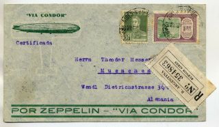 Argentina 1934 Zeppelin Cover To Munich Germany Carried Argentina Return Flight