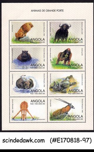 Angola - 1998 Wild Animals / Lion Giraffe Rhino - Min/sht Mnh