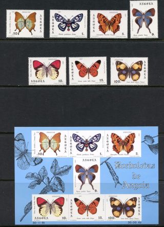 Angola 1982 647 - 53a Butterflies Set & Sheet Mnh L054