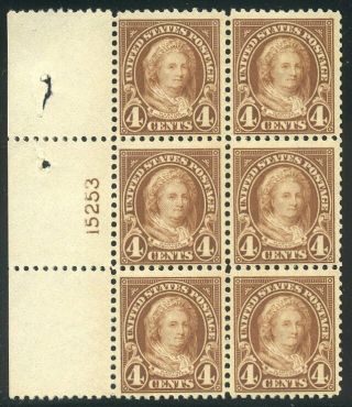U.  S.  556 Nh Plate Block - 1922 4c Washington ($375)
