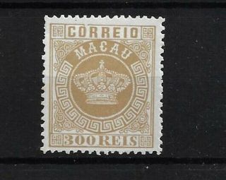 Macau China Portuguese Colonies Crown 300r Reprint Perf 13 1/2 Rr Broken Fame