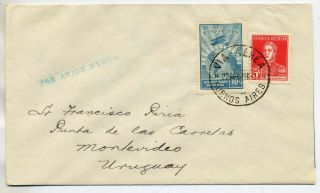 Argentina 1929 Very Fine Nyrba First Flight Cover From Buenos Aires To Uruguay