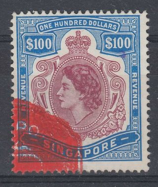 Singapore 1953 $100 Revenue Fine 0819 - 117