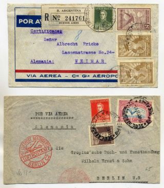 Argentina 1933 - 35 Four Good Commercial Airmail Covers To Germany One Registered