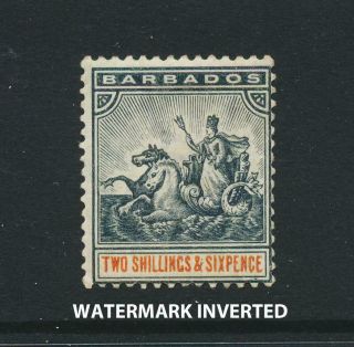 Barbados 1892,  2sh6d " Watermark Inverted " Vf Mlh Sg 114w Cat£170 (see Below)