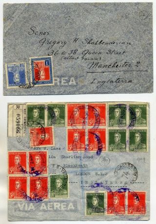 Argentina 1932 - 34 Trio Of Commercial Airmail Covers To England Different Rates