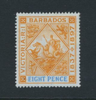 Barbados 1897,  8d " Blued Paper " Diamond Jubilee Vf Mlh Sg 131 Cat£140 (see Below)