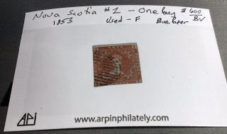 1851 - 1857 Canada Nova Scotia Scott 1 1d Very Fine (vf) Stamp.  Bv=$600.  00