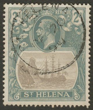 St Helena 1923 Kgv 2d Grey,  Slate With Cleft Rock Variety Sg100c Cat £180