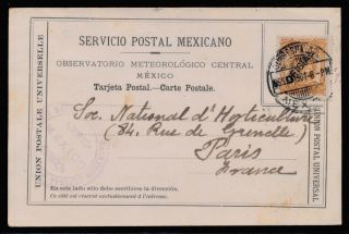 Ac54 Mexico Official O51 3ctv On Pre - Printed Post Cardmexico Paris Meteorology