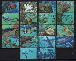 Micronesia,  Scott 71,  Complete Set Of 18 Singles - Lagoon Fish & Marine Life