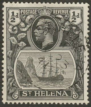 St Helena 1936 Kgv ½d Grey - Blk,  Black Broken Mast Variety Sg97ha Cat £200