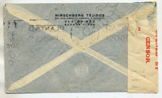 ARGENTINA 1940 VERY FINE CENSORED AIRMAIL COVER FROM BUENOS AIRES TO PALESTINE 2