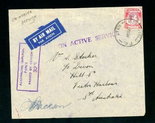 Malaya On Active Service Australian Imperial Force,  Censor 325 Cover 1941 (s239)