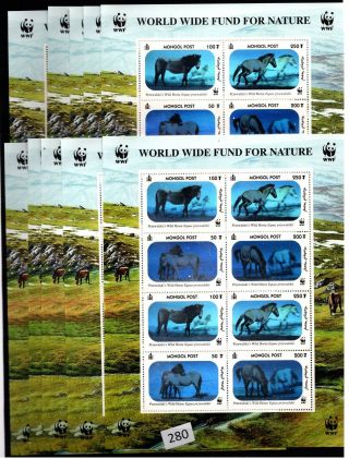 10x Mongolia - Mnh - Wwf - Nature - Animals - Horses -