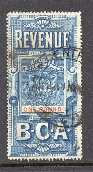1891 British Central Africa Bft:8 £1 Blue & Red Revenue.  Scarce.