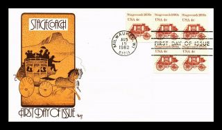 Dr Jim Stamps Us Stagecoach Transportation Coil Marg First Day Cover Strips