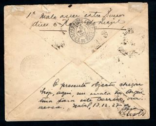 Argentina - 1927 Commercial Airmail Cover to Brazil,  Buenos Aires Postmarks 2