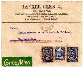 Colombia - Scadta Cover - 60c Rate - El Banco To Barranquilla - 1925 Rrr