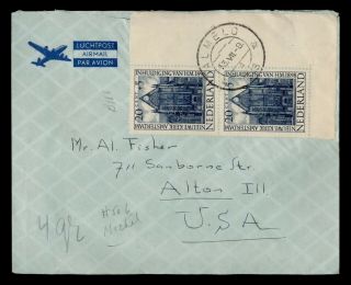 Dr Who 1948 Netherlands Almelo Airmail To Usa Semi Post Pair E44019