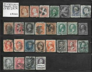 Usa 27 Classic Stamps.  High Cv $1,  291.  25.