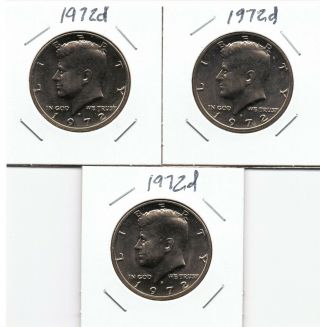 1972 D Kennedy Half Dollars (3 Coins) (66)