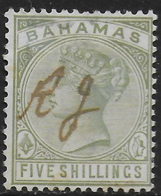 Bahamas Stamps 1884 Sg 56 Canc Vf Pencancelled Rg=registered