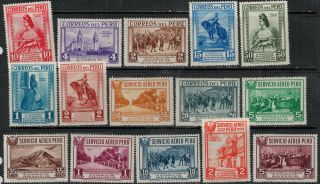 Peru 1935 Mint/mnh Sc 324 - 331,  C6 - C12 Scv $91.  00 Set