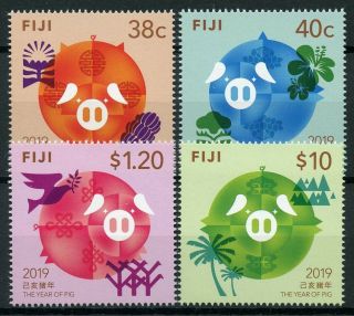 Fiji 2019 Mnh Year Of Pig 4v Set Chinese Lunar Year Stamps
