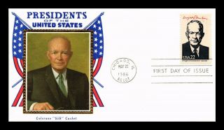 Dr Jim Stamps Us Dwight D Eisenhower President Colorano Silk Fdc Cover Chicago