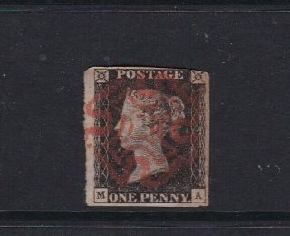 Gb Great Britain 1840 Penny Black 3,  Margins With Red Maltese Cross