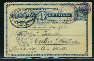 Nicaragua Postal History: Lot 27 1897 3c Pc Matagalpa - Eutin Holstein $$$