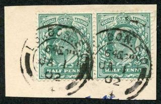 Kevii Sg216 1/2d Pair Tied To Small Piece By 1st Ja 1902 Cds The First Day Issue