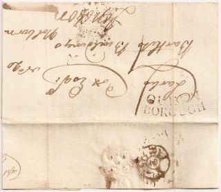 1795 Queenborough Kent Pre - Stamp Cover Charged 4d To Holborn London