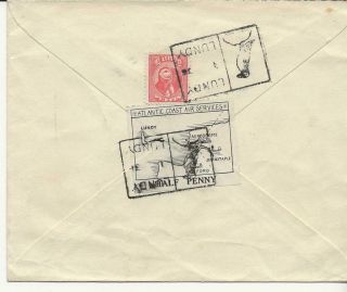 S47 Gb Lundy 1936 Air Mail Cover With 1/2 Puffin & Half Penny Air Service Stamp