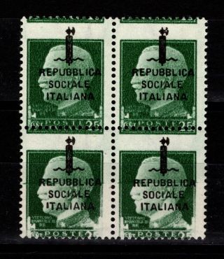 Italy Italian Rsi 1944 Error Faulty Print Block Of Four Mnh Certified Rrr $$$
