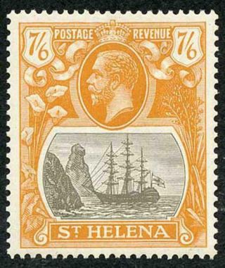 St Helena Sg111 7/6 Grey - Brown And Yellow - Orange Badge Wmk Mult Script Ca M/m