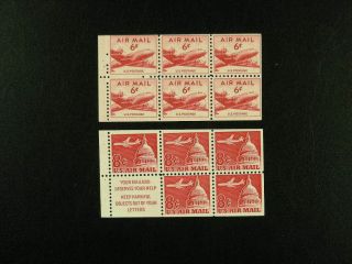 Us Scott C39a & C64b Air Mail Booklet Panes Of 6c & 8c Stamps Mnh S203