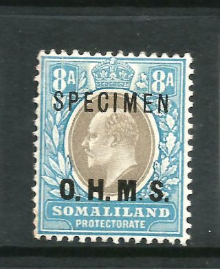 Somaliland Protectorate 1904 - 05 8a Kevii Official Specimen Mlh Sg O13s