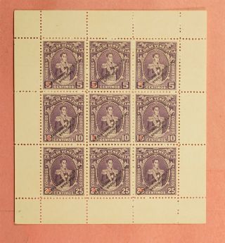 1914 Venezuela 10c 257 Specimen Overprint Mini Sheet Mng