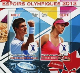 Mali Oplympics Novak Djokovic Victoria Azarenka Tennis Sov.  Sheet Of 2 Stamps Mn