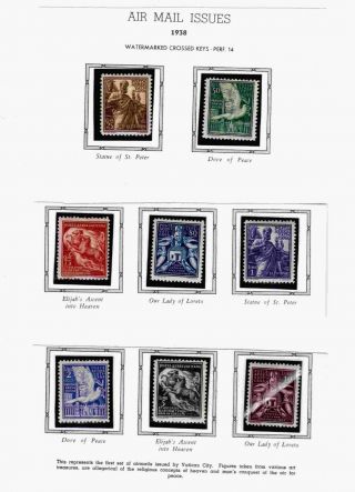 1938 First Vatican City Air Mail Issue Set Of 8 Stamps Collectable Vintage